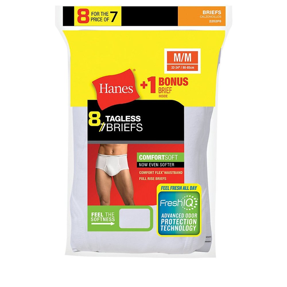 Hanes Men's ComfortSoft White Briefs 7+1 Bonus Pk